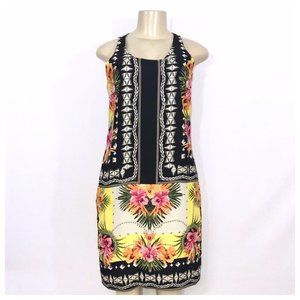Black Multi Color Sheath Dress Size 4